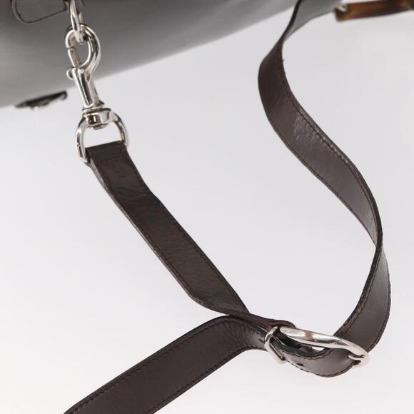 GUCCI Bamboo Body Bag Nylon Enamel Khaki Silver 003 2058 0059 5 Auth 160618